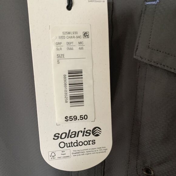 Solaris Gray Vented Fishing Shirt Mens Small Moisture Wicking Quick Dry NEW - Picture 6 of 8